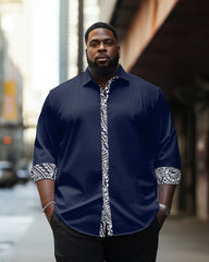 Big Guys Casual Minimalist Patterns Lapel Long Sleeve Shirt