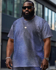 Men's Simple Triangle All Over Printed Big Size Short Sleeve T-Shirt and Shorts Set