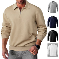 S-3XL Simple Solid Color Half-Zipper Lar Long Sleeve Sweatshirt
