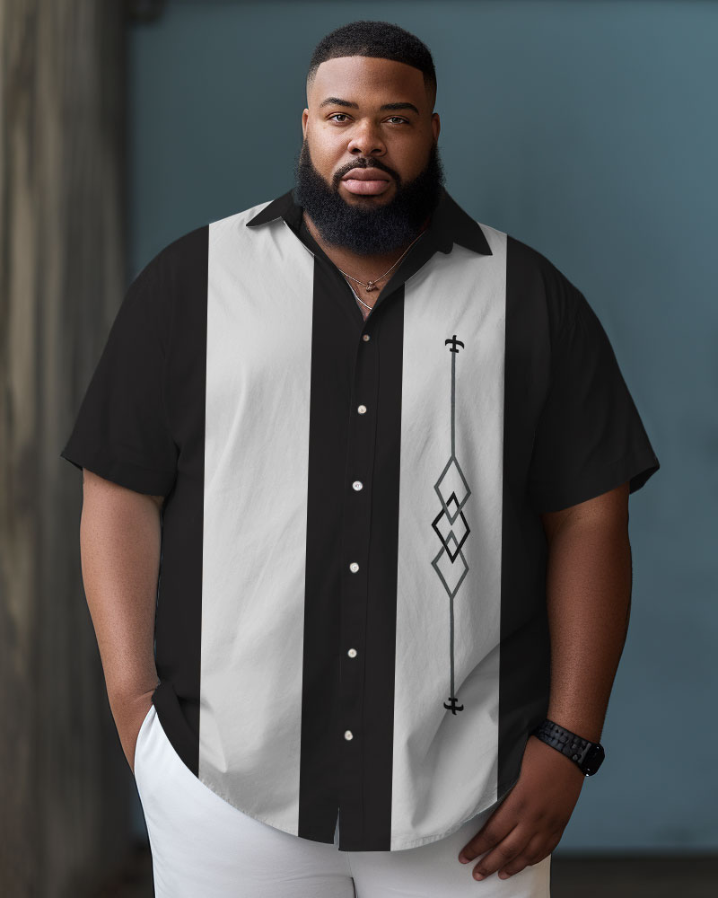 Big Guys Summer Beach Casual Short Sleeve Shirt with Buckle