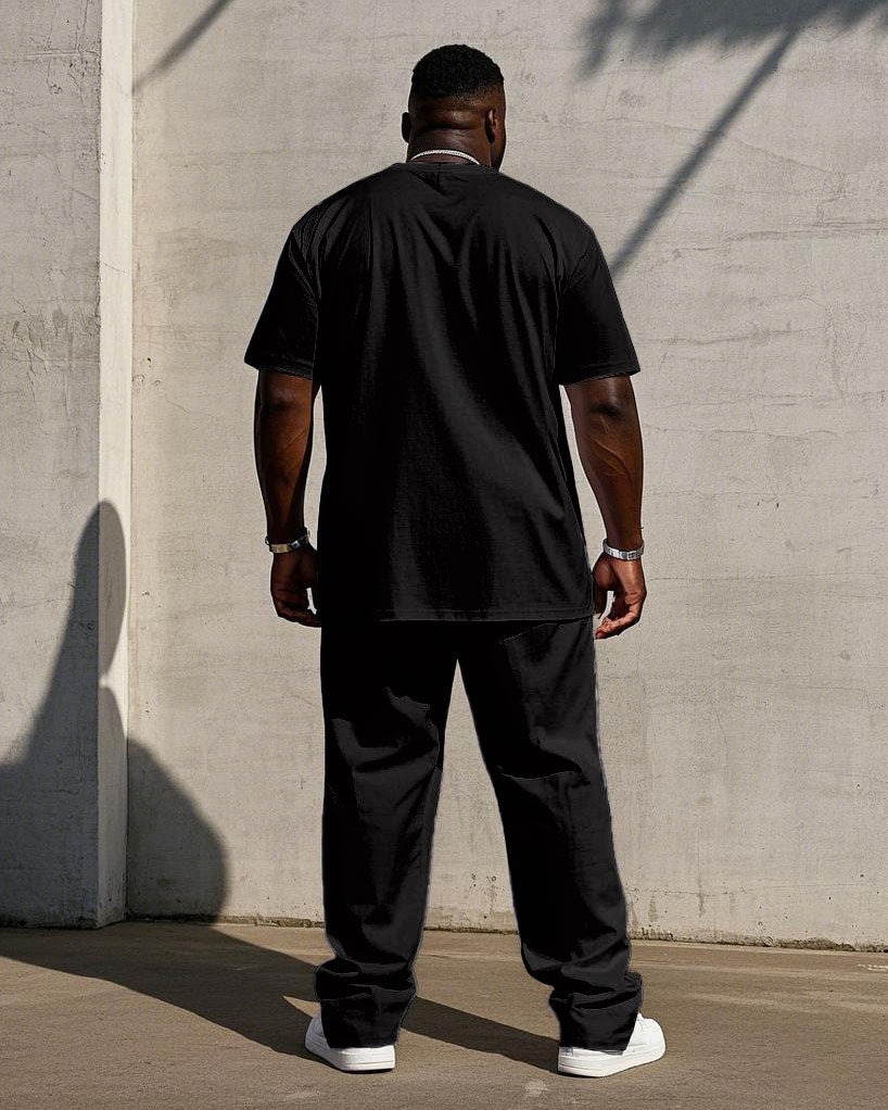 Big Men's Solid Color 7 Color Short Sleeve T-shirt Trousers Set