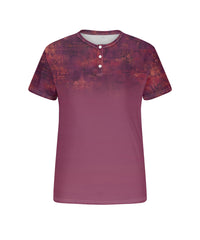 Men's Plus Size Daily Casual Rose Red Gradient Print Henry Collar Button Short Sleeve T-Shirt
