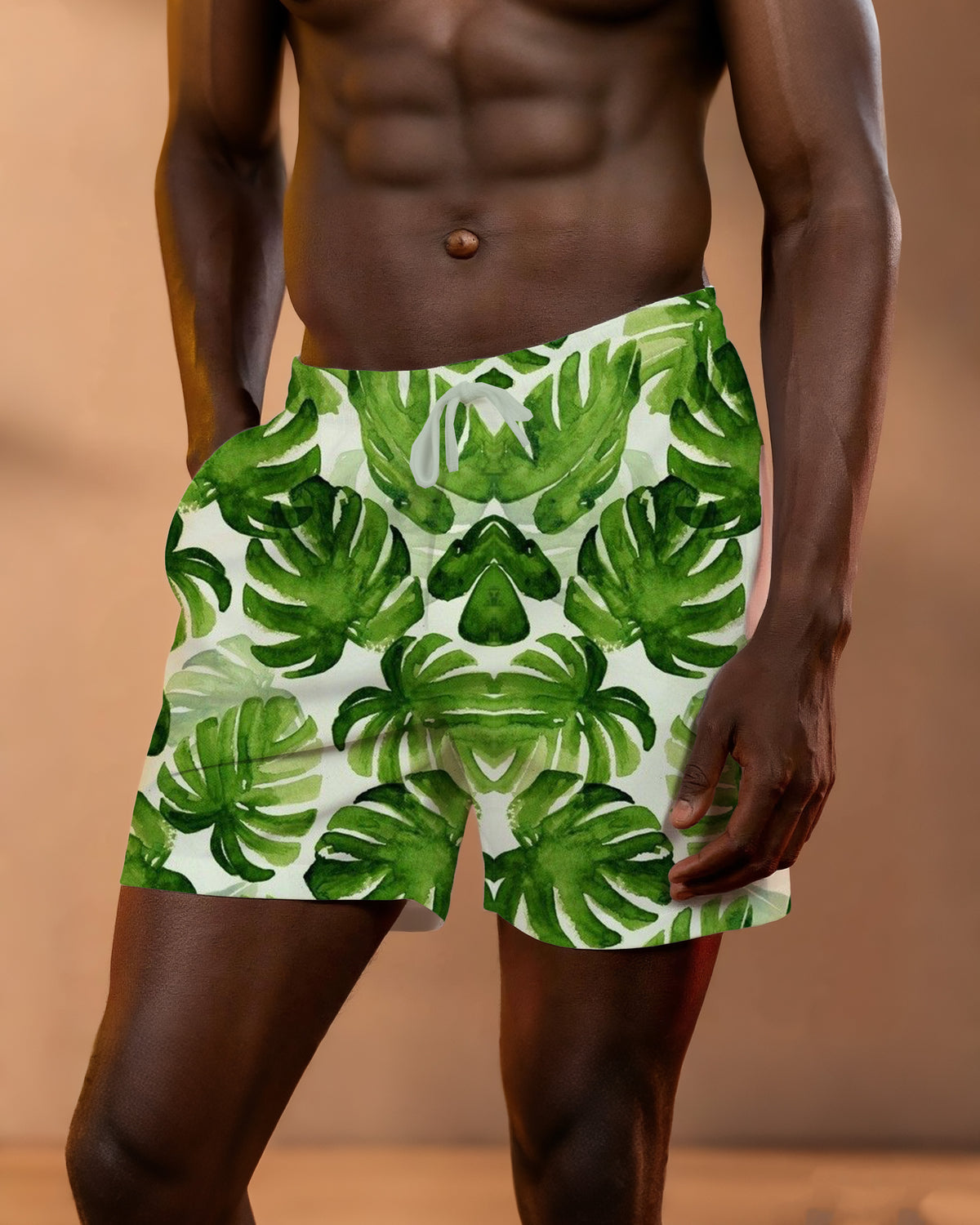Big & Tall Men's Hawaii. Brown Leaf Green Holiday Shorts