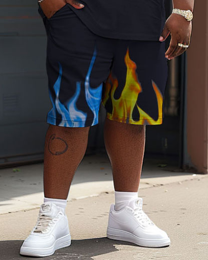 Street Casual Flame Contrast Ssangyong Print Large Men's Suit