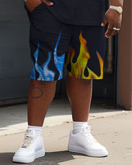 Street Casual Flame Contrast Ssangyong Print Large Men's Suit