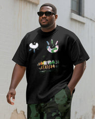 Men's Plus Size Street Graffiti Camouflage Skull Print Round Neck Short Sleeve T-Shirt Shorts Suit