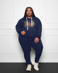 Women's Plus Size Brown Suger Baby Hoodie Set