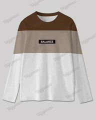 Men's Plus Size Brown Striped Alphabet Print Long Sleeve T-Shirt Trousers Suit