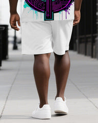Stay Thriving in Wealth Men's Big & Tall Skull Back Print Casual Short Sleeve T-shirt 2-Piece Set