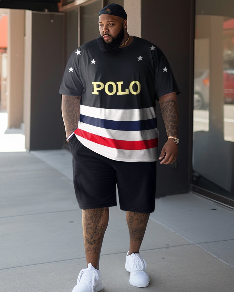 Big Guys Striped Stars Color Block Printed Two-Piece Set