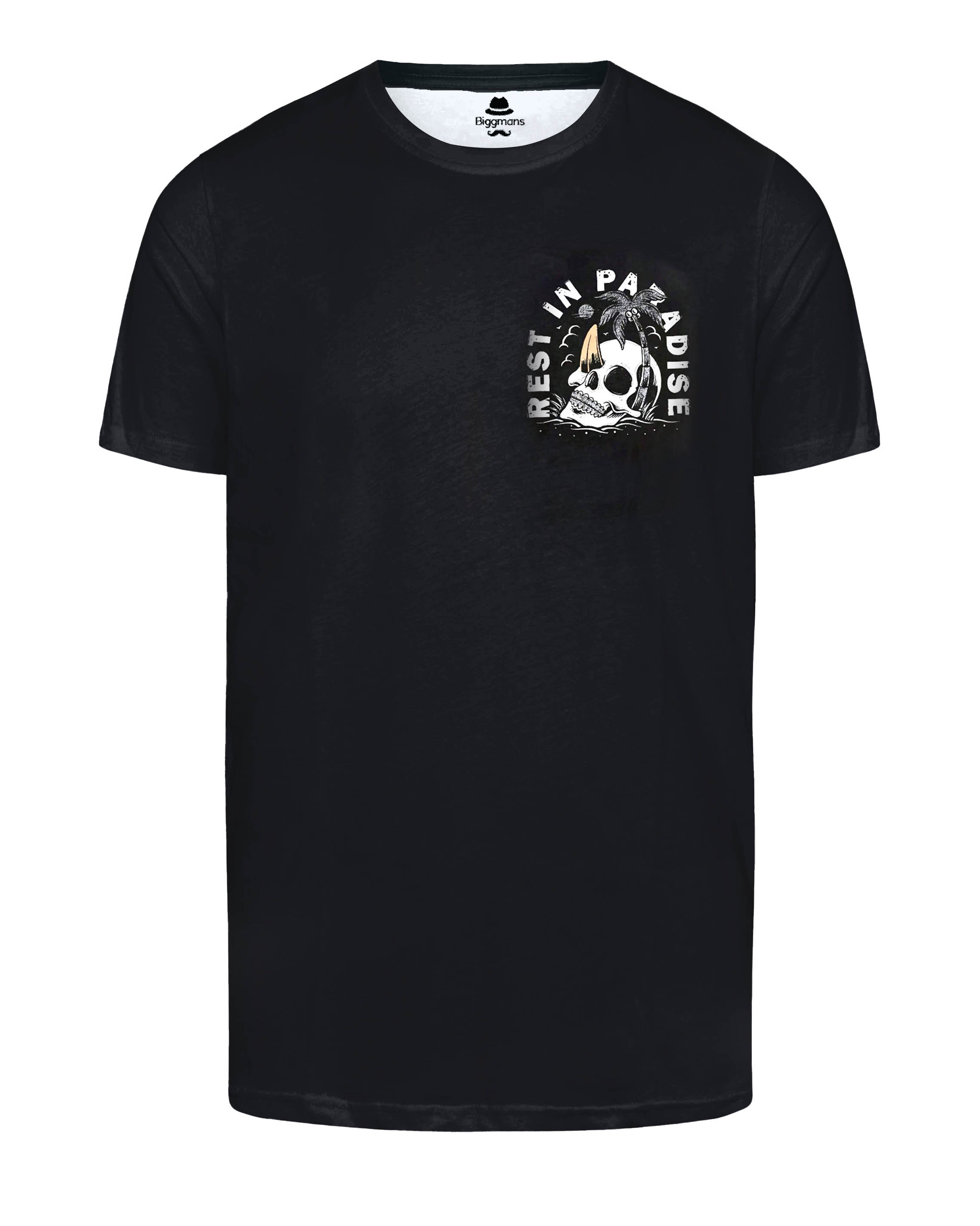 Men's Plus Size Black Back Printed Holiday Hawaiian Round Neck Short Sleeve T-Shirt