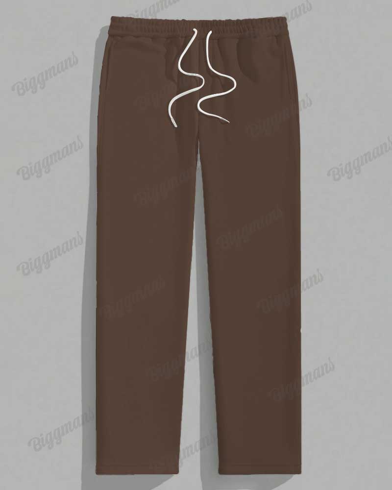 Men's Plus Size Brown Striped K Letter Print Long Sleeve T-Shirt Trousers Suit