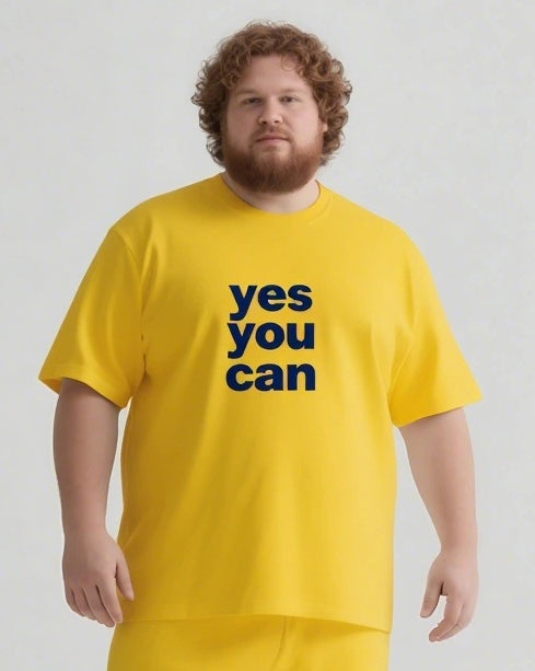 Keep Going You Can Do It Men's Big and Tall Simple Letter Short Sleeve T-shirt Shorts Set