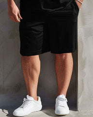 Men's Plus Size Casual Simple Feather Print T-Shirt Shorts Suit