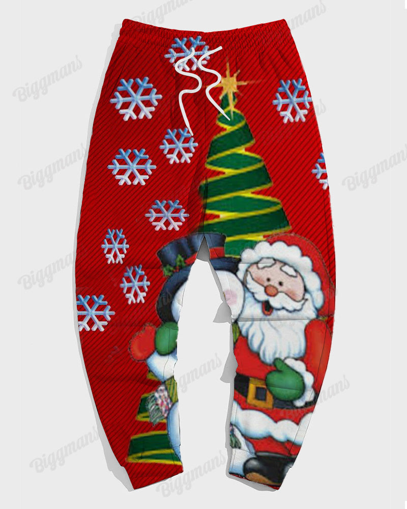Men's Plus Size Christmas Snowman Santa Hoodie Set of Two