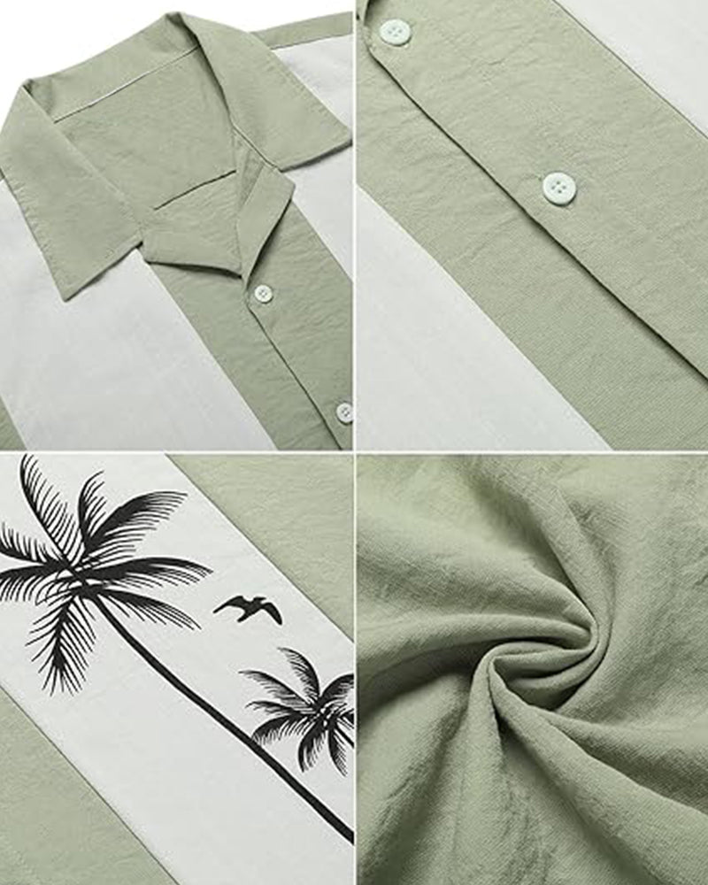 Big Guys Summer Beach Casual Short Sleeve Shirt with Buckle