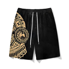 Men's Plus Size Polynesian Pullover Print T-Shirt Shorts Suit