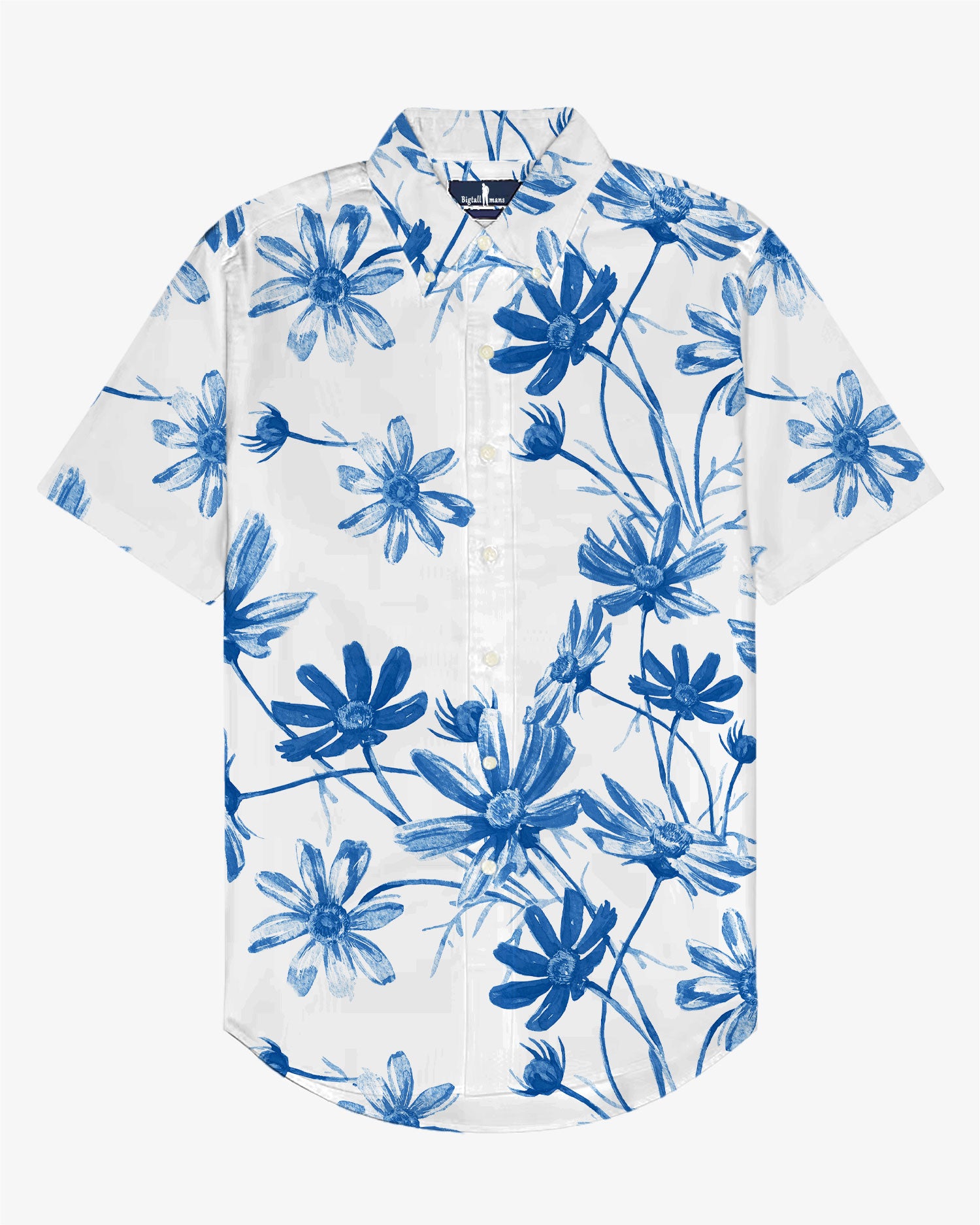 Summer Flower Language -100% Cotton Linen Men's Short Sleeve Button Shirt