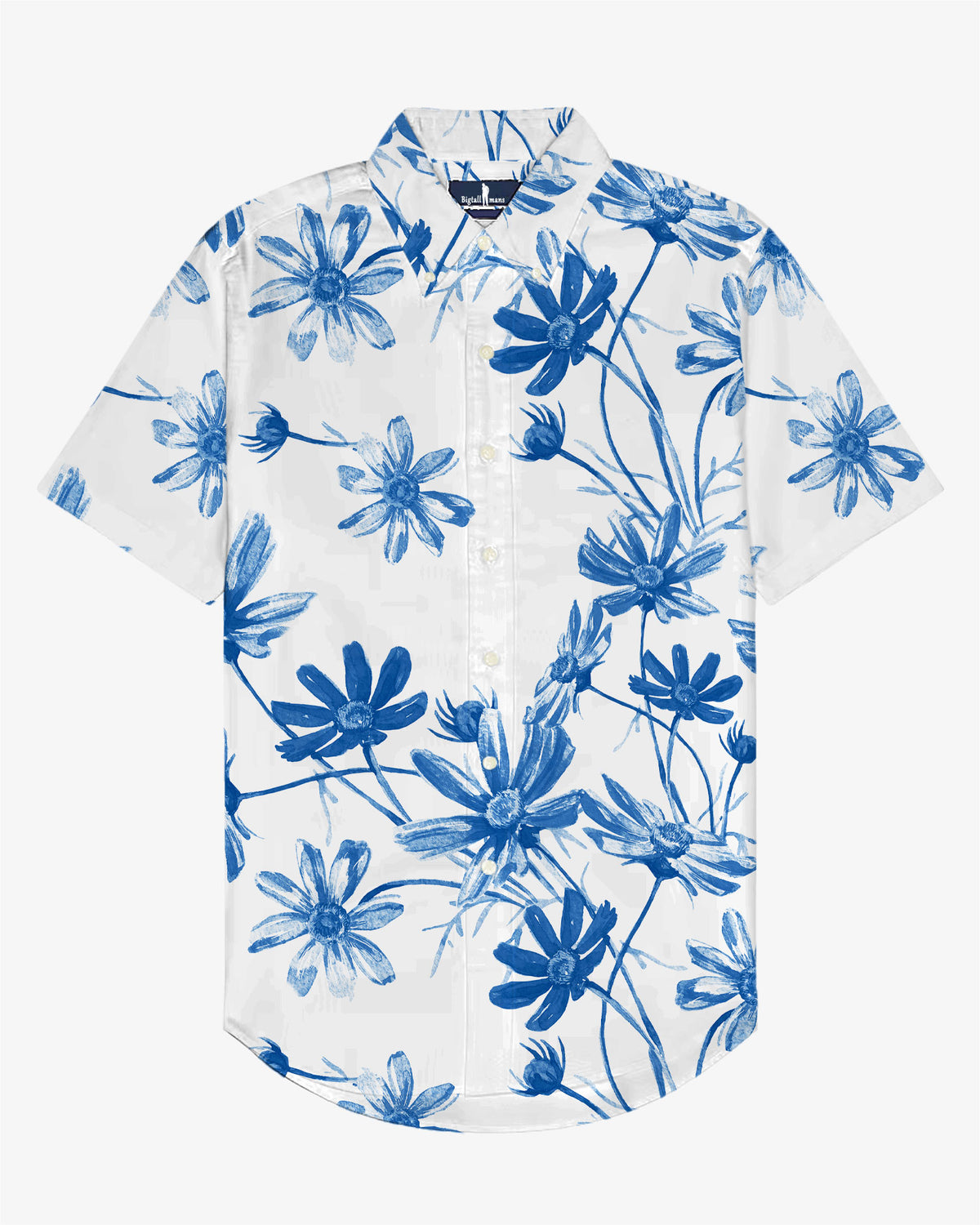 Summer Flower Language -100% Cotton Linen Men's Short Sleeve Button Shirt