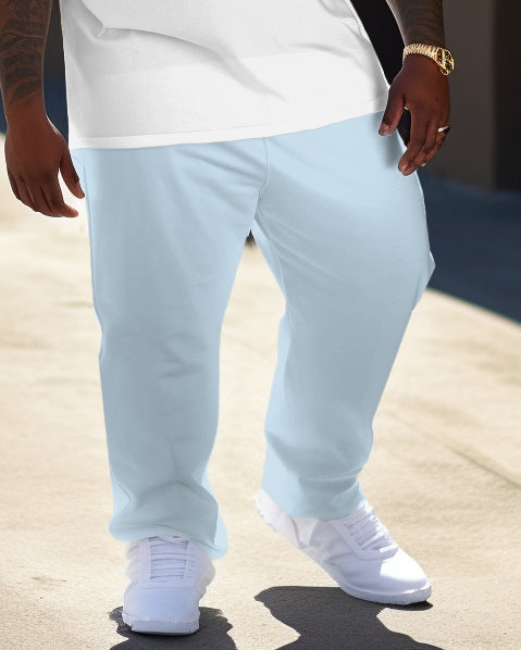 Big Men's Roar Color Matching Casual Street Short-Sleeved T-Shirts Two-Piece Set