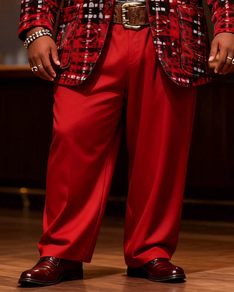 Big & Tall Men's Christmas Vintage Red And Black Plaid Suit