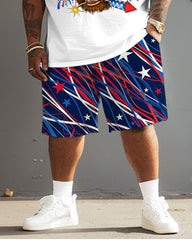 Men's Plus Size Independence Day National Flag Tau Print Large Men's Suit