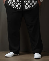 Plus Size Men's Black Diamond Lattice Gradient Long Sleeve Walking Set