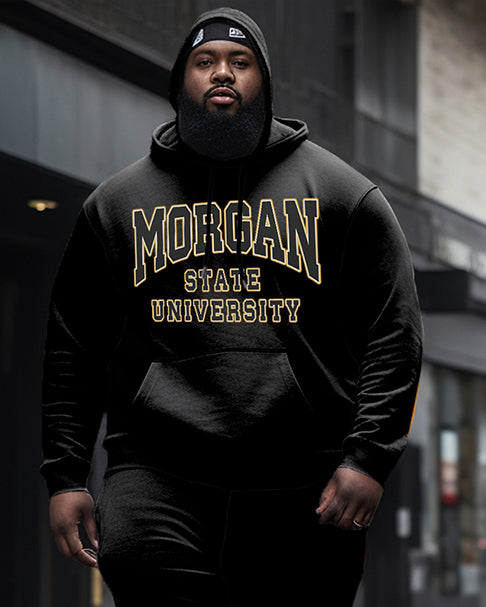 Men's Plus Size Morgan State University Style Hoodie and Sweatpants Two Piece Set