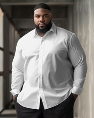 Men's Classic Casual Plus Size Solid Color Long Sleeve Lapel Shirt