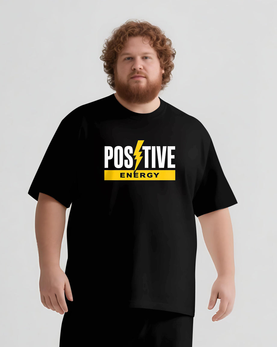 Move with Positive Energy Men's Big and Tall Simple Lettering Short Sleeve T-shirt Shorts Set