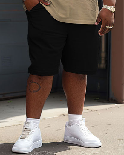 Street Casual Wild Leopard Print Large Size Men's T-shirt & Shorts Set