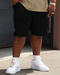 Street Casual Wild Leopard Print Large Size Men's T-shirt & Shorts Set