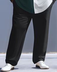 Men's Plus Size Green White Black Colorblock Letter Print Long Sleeve Shirt Trousers Suit