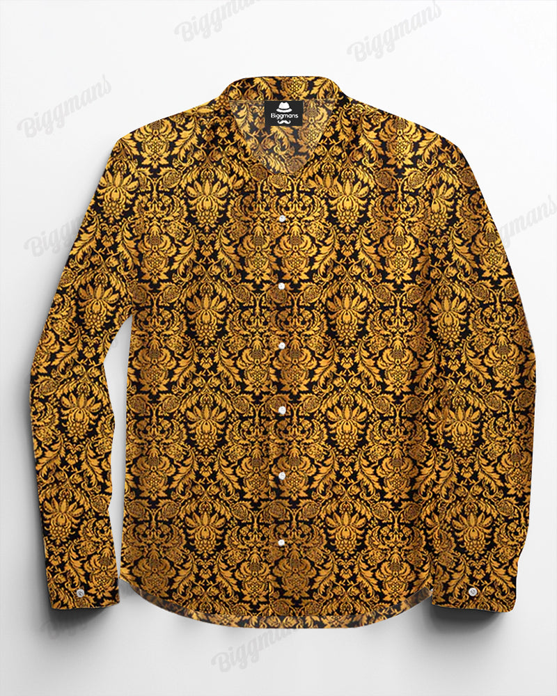 Luxury Vintage Printed Long Sleeve Lel Shirt 2 Piece Set Men's Plus Size