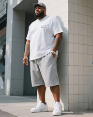 Big Man's Daily Leisure Micro-standard Small Design Printed Short Sleeve T-shirt Shorts Suit