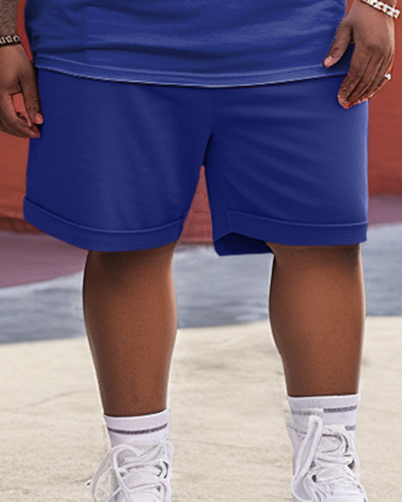 Men's Big & Tall Splicing Polo Printed Two-Piece Set