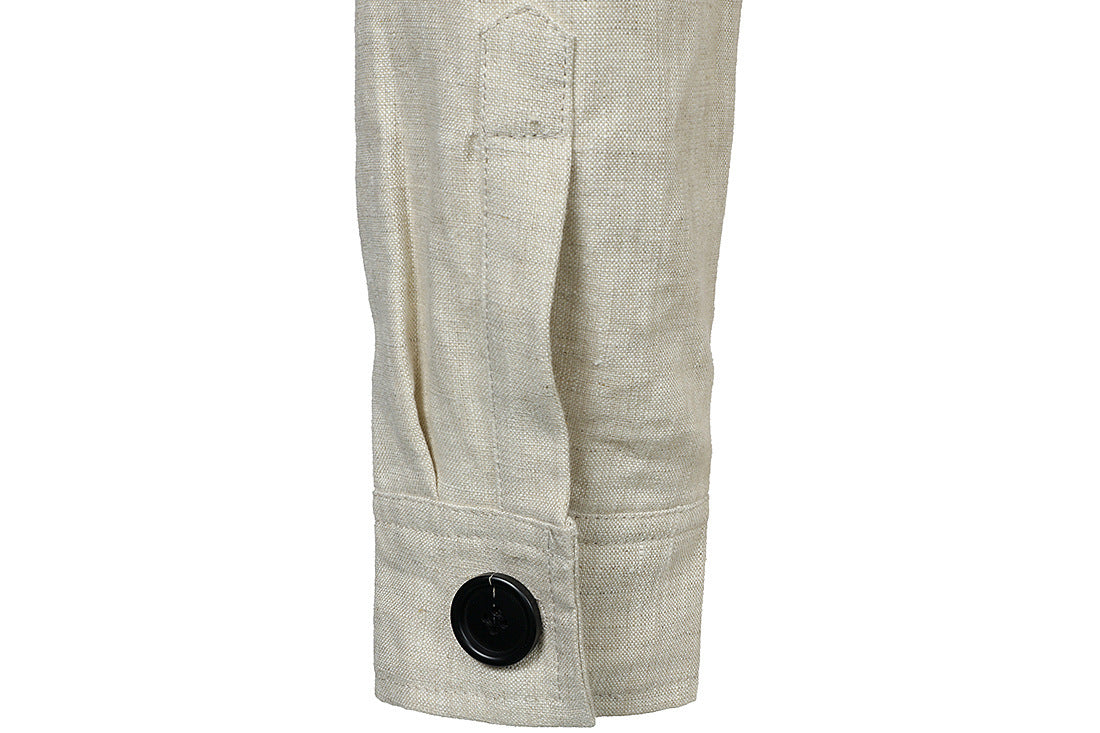 M-5XL Men's Casual Linen Jacket With Laps And Multi-Pockets