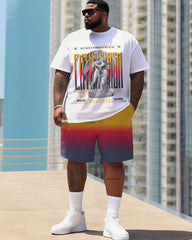 Gradient Letter Personalized Patchwork Printed Large Men's Set