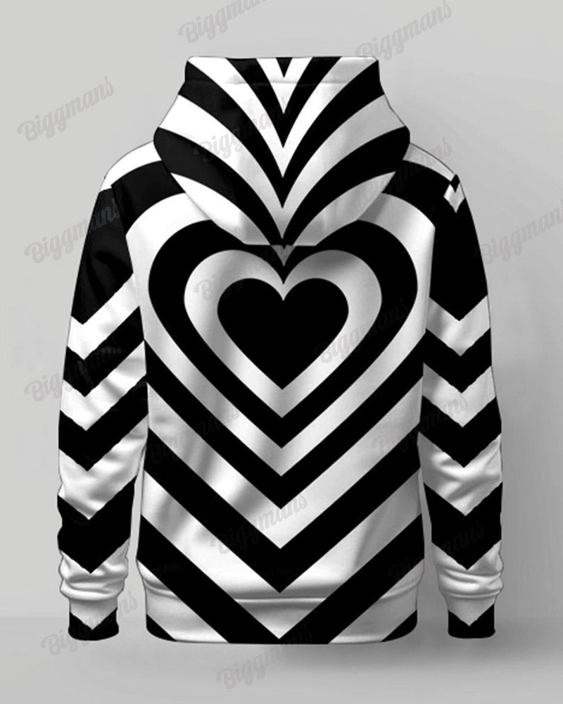 Women's Big and Tall Heart Abstract Mesh Long Sleeve Hoodie