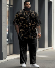 Men's Big & Tall Simple Geometric Print Short Sleeve Shirt Set