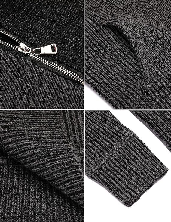 Big & Tall Men's Turtleneck Pocket Knitwear Long Sleeve Sweater S-3XL