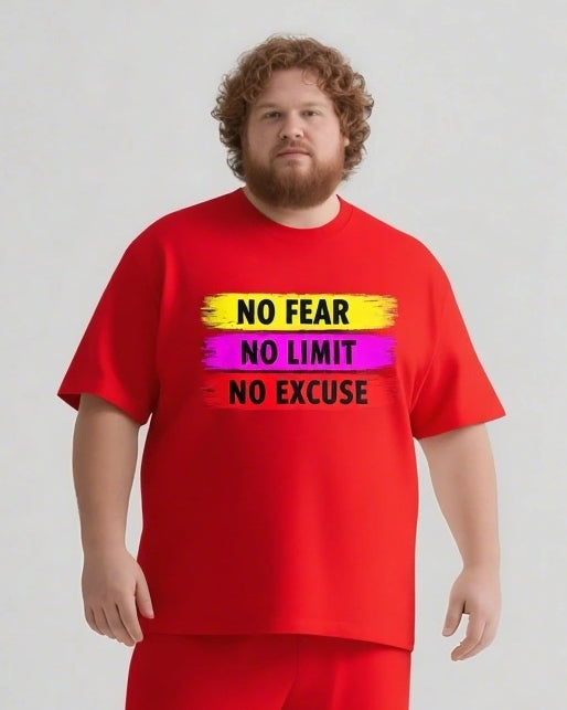 No Fear Just Do It Men's Big and Tall Simple Lettering Short Sleeve T-shirt Shorts Set