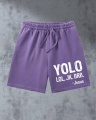 Big & Tall Men's YOLO LOL, JK. BRB.-Jesus夏日短裤