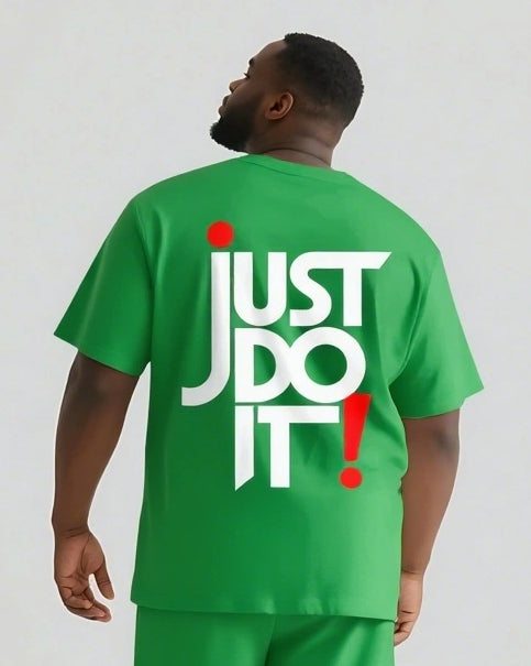 Quit Thinking Start Doing Big & Tall Men's Simple Lettering T-shirt 2-Piece Set