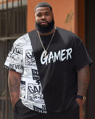Street Casual Irregular Letter Stitching Printing Big Men's Set