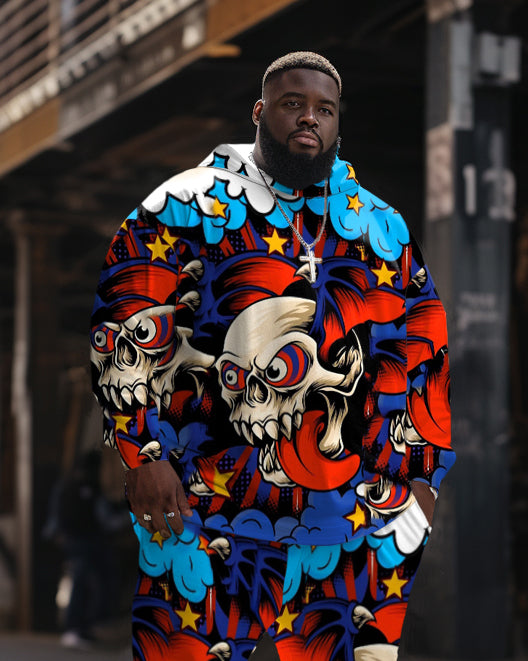Big Guys Skull Smiley Tongue Hoodie Set of Two