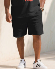 Men's Plus Size Gift For Father Souvenir Short Sleeve POLO Shirt Shorts Suit