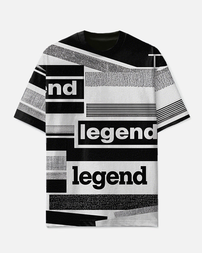 Men's Simple Letter Legend & Geometric Color Block Printed Big and Tall Short Sleeve T-shirt