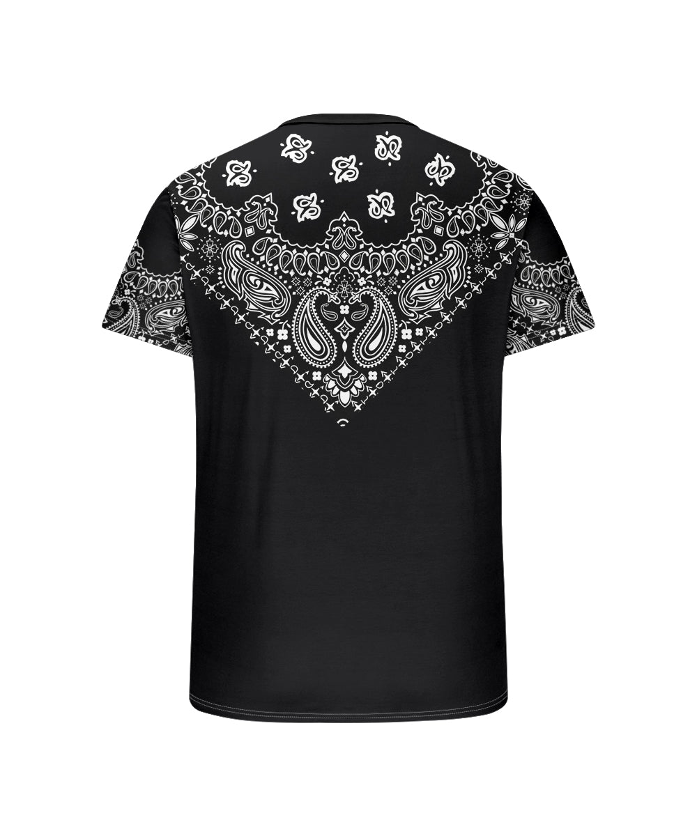 Men's Plus Size Daily Casual Paisley Colorblock Print Henry Collar Button Short Sleeve T-Shirt