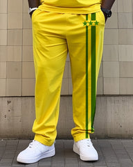 Big Boy Casual Sports Football Style Fans Creative Stripe Crewneck Short Sleeve T-Shirt Trousers Suit